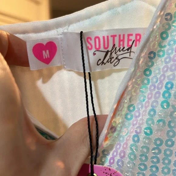 Southern fried chics Neon Rainbow Sequin Jumpsuit - Picture 5 of 5